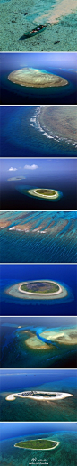 航拍中国南海西沙群岛无人岛美景。宁静之海，天海蓝成一片，人间仙境，世间净土。
