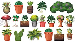 盆栽绿植花卉矢量元素 【酷图网】盆栽,绿植,花卉,卡通插画,卡通贴纸,水彩元素,水彩插画,插画元素,手绘插画,插画设计,矢量元素,元素设计