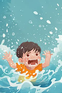 夏季儿童防溺水插画