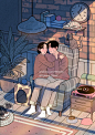 【韩国画师myeong-minho情侣插画作品】