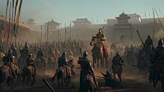 古代攻城战，低饱和度，史诗般的构图，超精细，真人写真，电影海报，高清画质 (1)