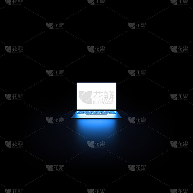 黑底白屏的笔记本电脑。