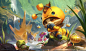 Beemo - League of Legends , Esben Lash Rasmussen : Beemo!  - Loved painting this splash, a nice contrast to all the dark fantasy images I’ve been doing. (Special thanks to my teammates @alexfloresart, @Alvinleeart, @lokkenart, @kellyaleshire, @moulinbleu,