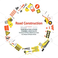 圆形,贺卡,道路工程,漫画,菜单,文字,数据,安全的,概念