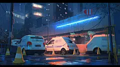 赛博朋克动漫风场景图集 AI场景素材 游戏概念插画设计美术资源