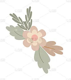 简单的花柔和的花安排在平面风格矢量插图，春天的象征，舒适的家，复活节节日庆祝装饰，剪贴卡，波西米亚春