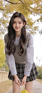 秋天长发可爱美女手机壁纸_彼岸手机壁纸