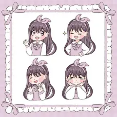 卡通小女孩表情包矢量图设计素材