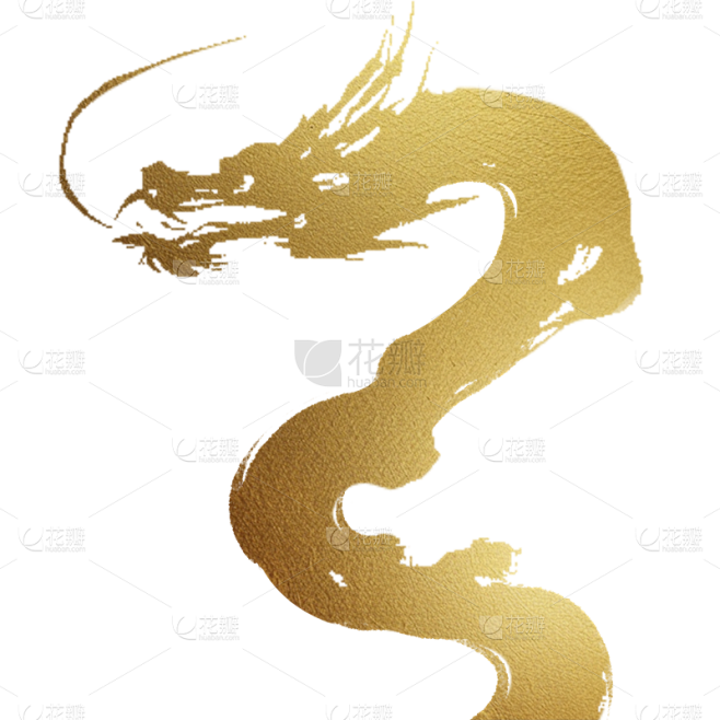 二月二龙抬头鎏金龙剪影元素素材