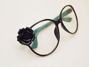 黑色小花 个性 超酷 眼镜架 眼镜框 #...