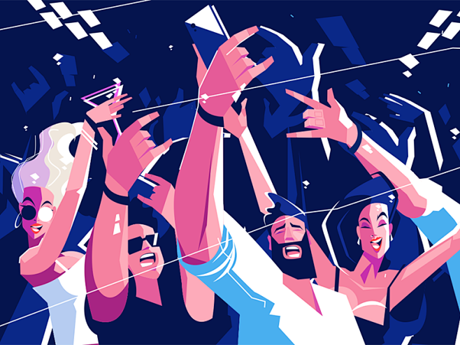 喧闹的滑稽的人群kit8平的传染媒介例证字符党尖叫的人快乐的人群滑稽