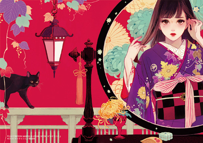 日本艺术家 松尾裕美 和风复古插画. #...
