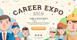 Job and career expo with avatar Banner layout