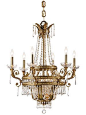 Brass & Crystal Neo-Classical chandelier: 