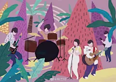 #乐队的夏天# 插画作者：@桃三顺

今晚又借@桃三顺  的作品，给我喜欢的乐队表白，知道今晚是决战冠军之夜，不过我今晚没有看！
我们喜欢的乐队在我们心里就有排名~！

@痛仰乐队@新裤子乐队_@盘尼西林乐队@刺猬乐队@旅行团乐队@九连真人@斯斯与帆@皇后皮箱queensuitcase @海龟先生乐队 ​​​​