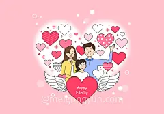 Happy Family 幸福家庭合照AI矢量插画素材 cm18010139 :  