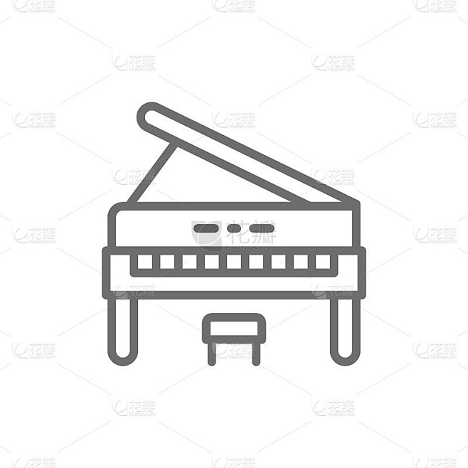 立式钢琴，乐器线图标。