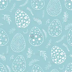 无缝图案与手绘观赏蛋。