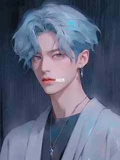 AI绘图｜蓝发帅哥