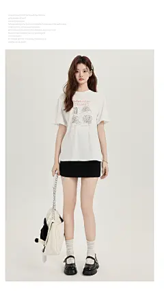 Forever21灰色手绘印花短袖T恤女百搭休闲打底衫宽松ins显瘦上衣-淘宝网