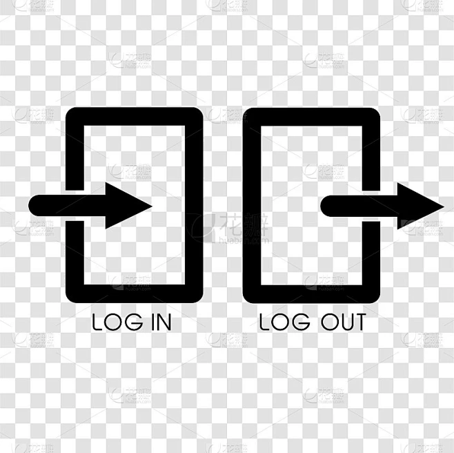 Simple Icon, Log in and Out, at Transparent Effect素材-花瓣网