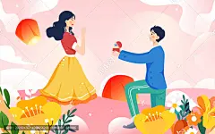 情人节情侣约会浪漫爱情插画