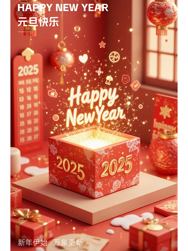 Flux直出元旦海报|新年越来越近了 -...