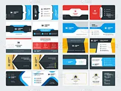 创意和干净的公司名片打印模板的集合。平面样式矢量图。文具设计