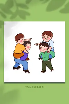 作战手绘复古怀旧儿童节人物游戏元素插画