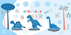 一套可爱的卡通恐龙。用于儿童的t恤，毛衣。贺卡。矢量图图片-商业图片-正版原创图片下载购买-VEER图片库