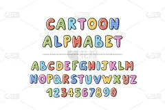手绘字母，字母和数字，矢量插图