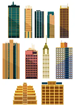 素材-配景-建筑城市 插画风格 @TOP人居