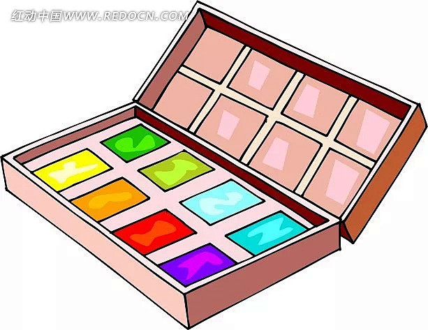 手绘整洁的颜料盒wmf格式办公用品绘画卡通生活百科矢量素材手绘颜料