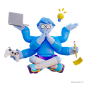 @到位啦UI素材 日本奋斗3D角色人物模型插图 - 13