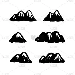 手绘漆山孤立。矢量插图滑雪度假村的标志。绘制露营元素冬季景观