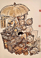 夏天就是吃瓜的季节，戴敦邦绘老上海第五弹！ : 这批作品是戴敦邦上世纪八十年代初创作，是为上海庶民生活众生相图集。   #戴敦邦  #艺术  #国画  #上海  #大爱水果季  #那年夏天  #每日艺术家分享  #每日艺术家  #老上海  #寻找小