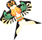 熊猫春节习俗插画-燕子风筝