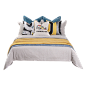 样板房间床上用品赛车主题现代简约蓝色黄色儿童房男孩房软装床品-淘宝网