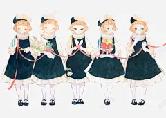 一排卡通女孩 元素 免抠png 设计图片 免费下载 页面网页 平面电商 创意素材