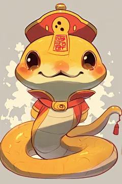 AI数字艺术新年蛇年卡通蛇插画