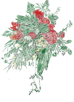 手绘板绘花艺花朵花丛复古