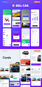 买卖/租赁二手车移动APP界面设计 Carnow - buy rent and sell mobile app UI kit :  
