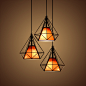 吧台灯具，餐厅吊灯三头创意个性复古工业风铁艺餐吊灯饰