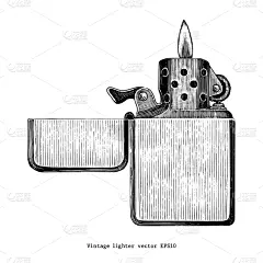 分离着色,剪贴画,打火机,白色,Zippo,金属,钢铁,复古,绘制