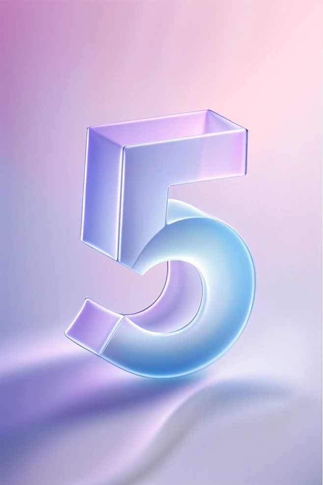 玻璃数字5立体通透元素-花瓣网