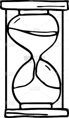 沙漏手绘矢量涂鸦插图。沙漏卡通元素。孤立在白色背景上。手绘简单元素