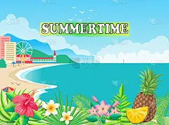 夏季海报海滨矢量插图