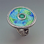 OOAK Silver and Enamel Ring Creative Mists Blue by JoyFunnellEtsy, £120.00
