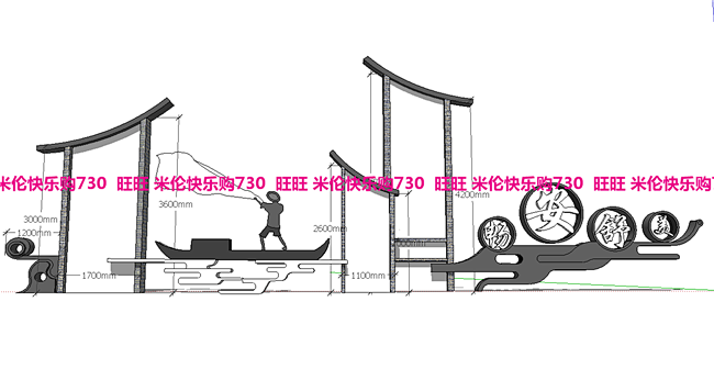 su模型特色民族文化景墙红色文化长廊中式...