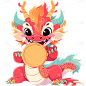 龙年春节新春新年过年除夕卡通感插画可爱拟人龙元素素材